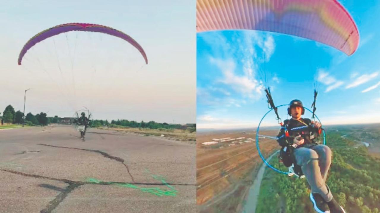 જેકબ હઝલર પૅરામોટરથી  ઑફિસ જાય